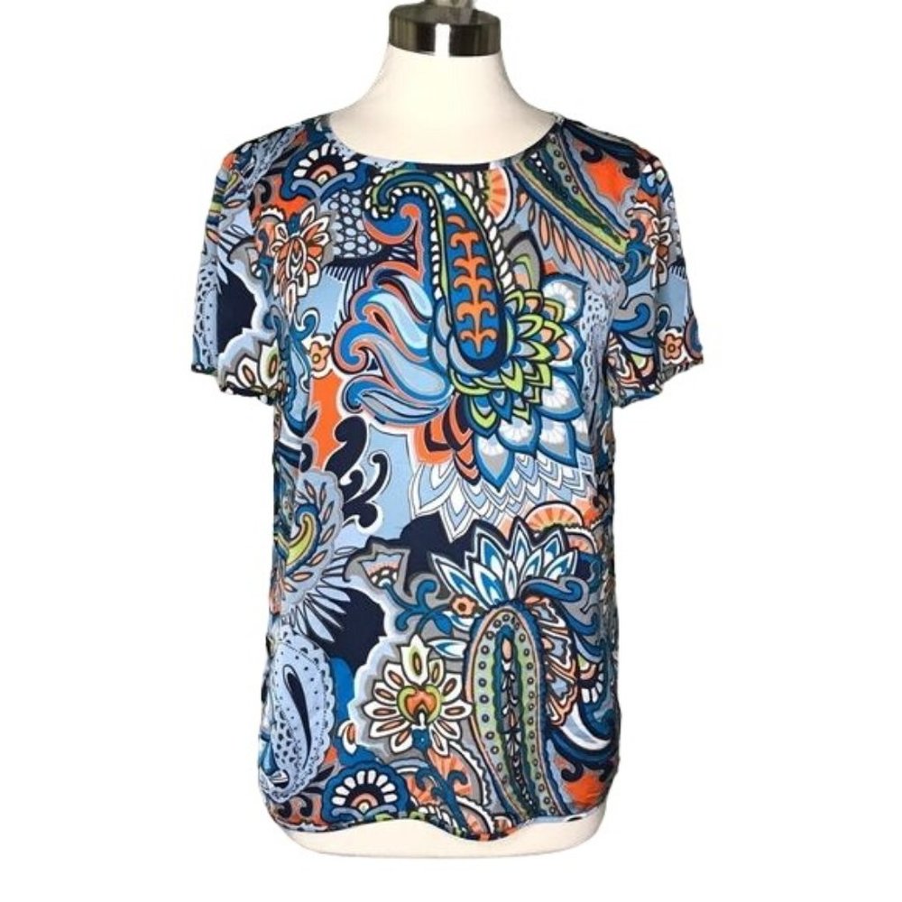 J. Crew paisley print top M blue gray
